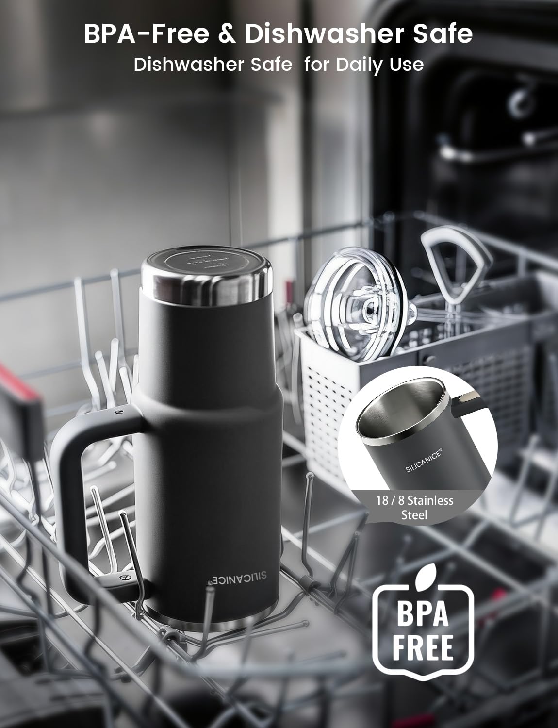 SILICANICE BPA-free dishwasher-safe components