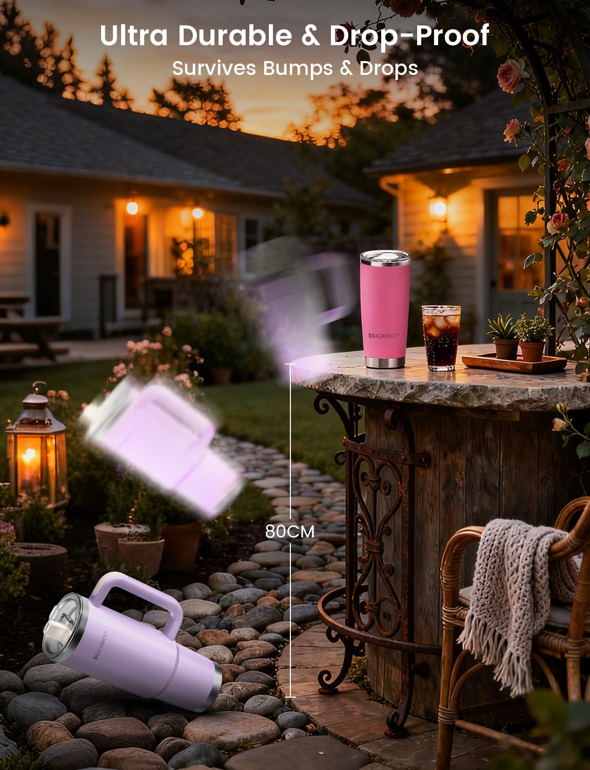 SILICANICE cup holder-friendly design with soft-touch handle for on-the-go