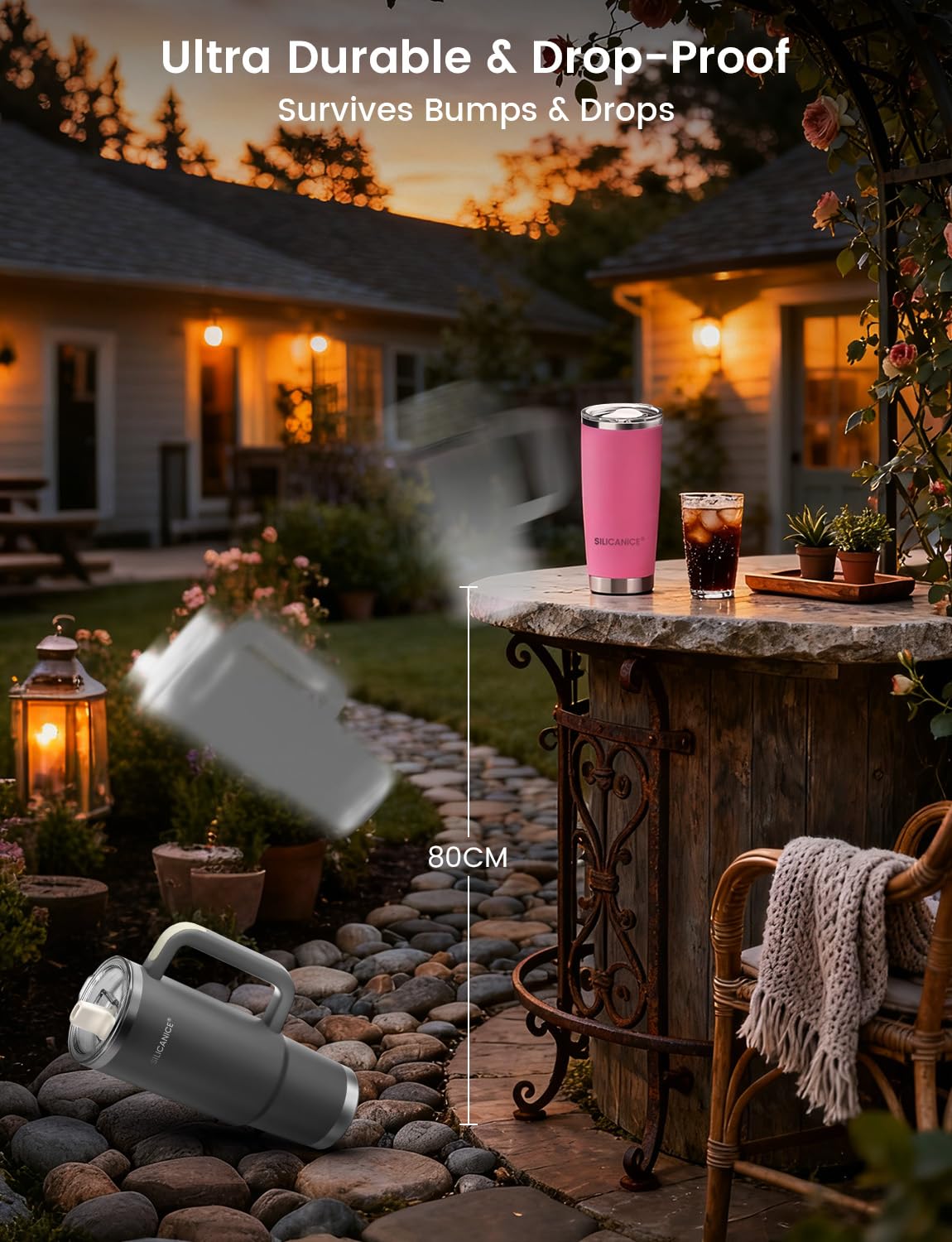 SILICANICE cup-holder friendly design with soft-touch handle