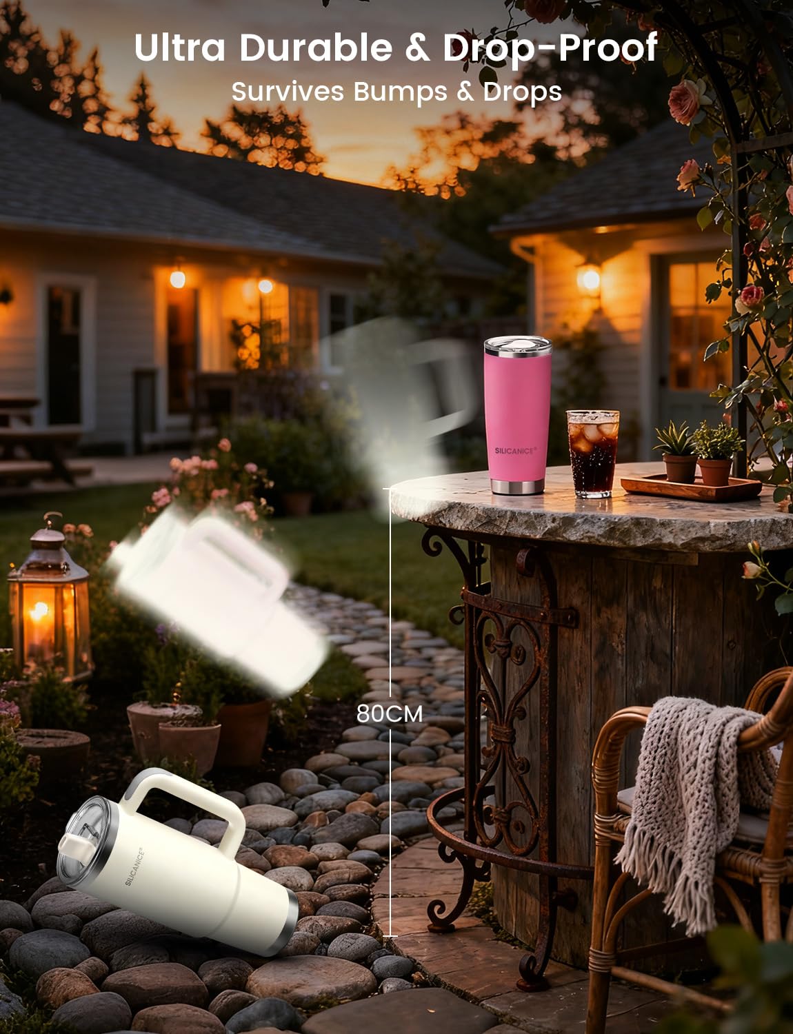 SILICANICE cup-holder friendly handle aids comfortable travel