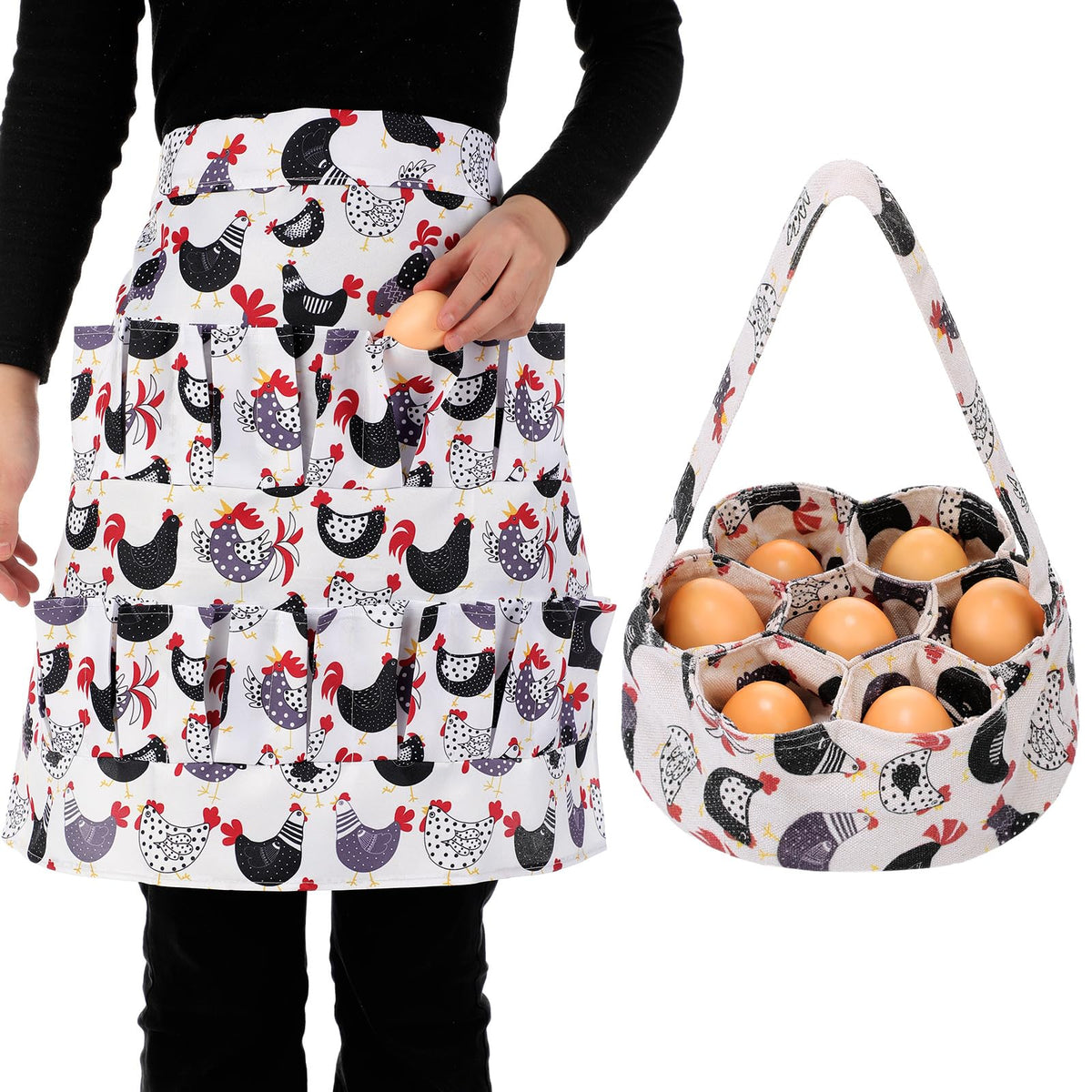 Silicherry egg basket with seven pouches for organized egg collection