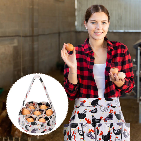Silicherry hen and rooster design apron with decorative yet practical details