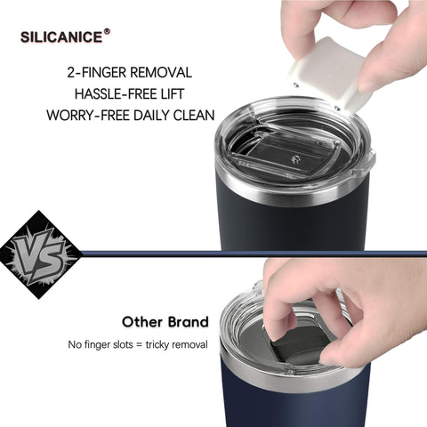 SILICANICE double-wall insulation keeps drinks hot or cold longer.
