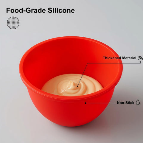 Silicone bowl liner for tilt-head 5 Qt mixers in red, secure fit.