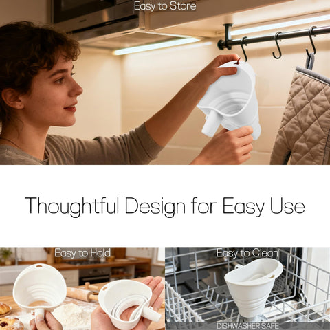 KitchenAid silicone funnel is dishwasher-safe for quick cleanup.
