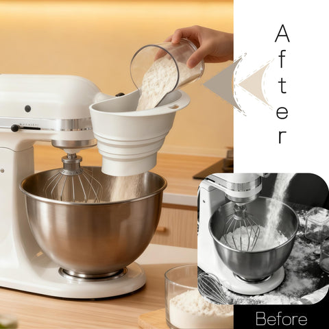 KitchenAid silicone funnel with non-stick surface for easy cleaning.