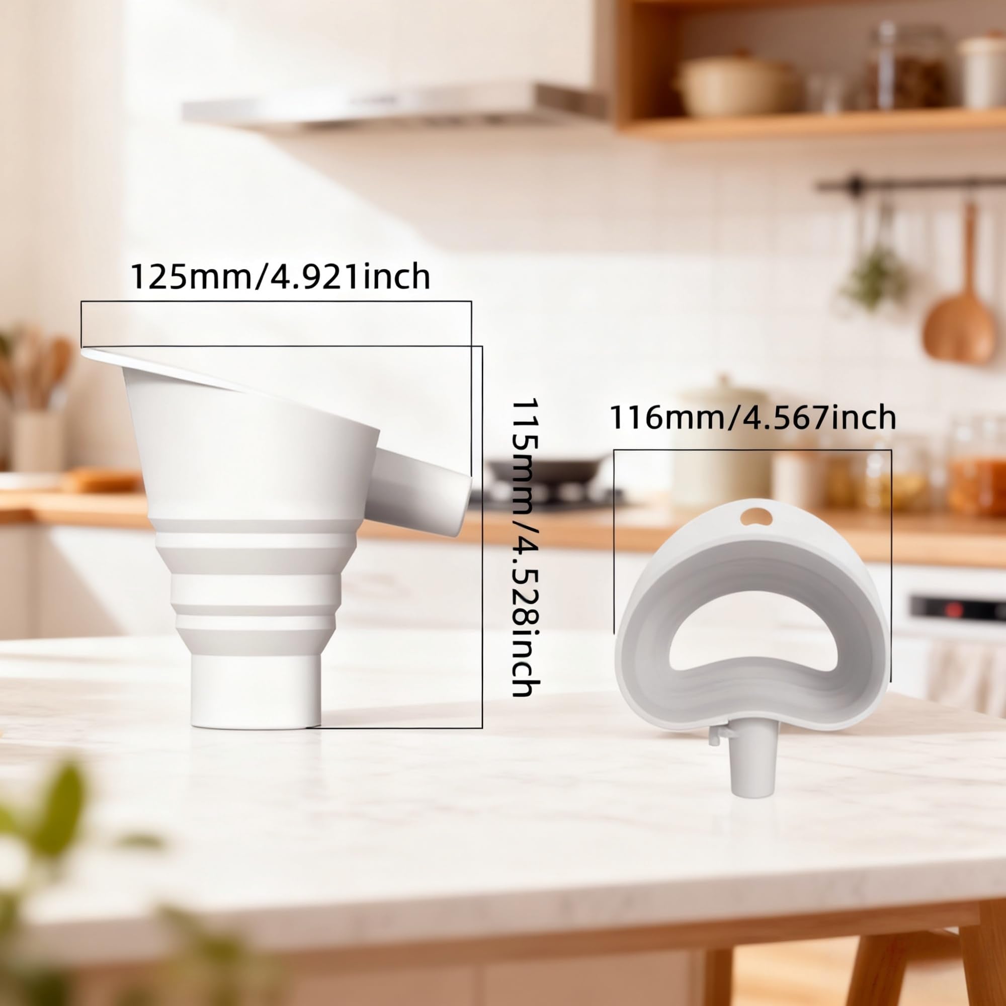 KitchenAid foldable funnel stored in a drawer saves kitchen space.