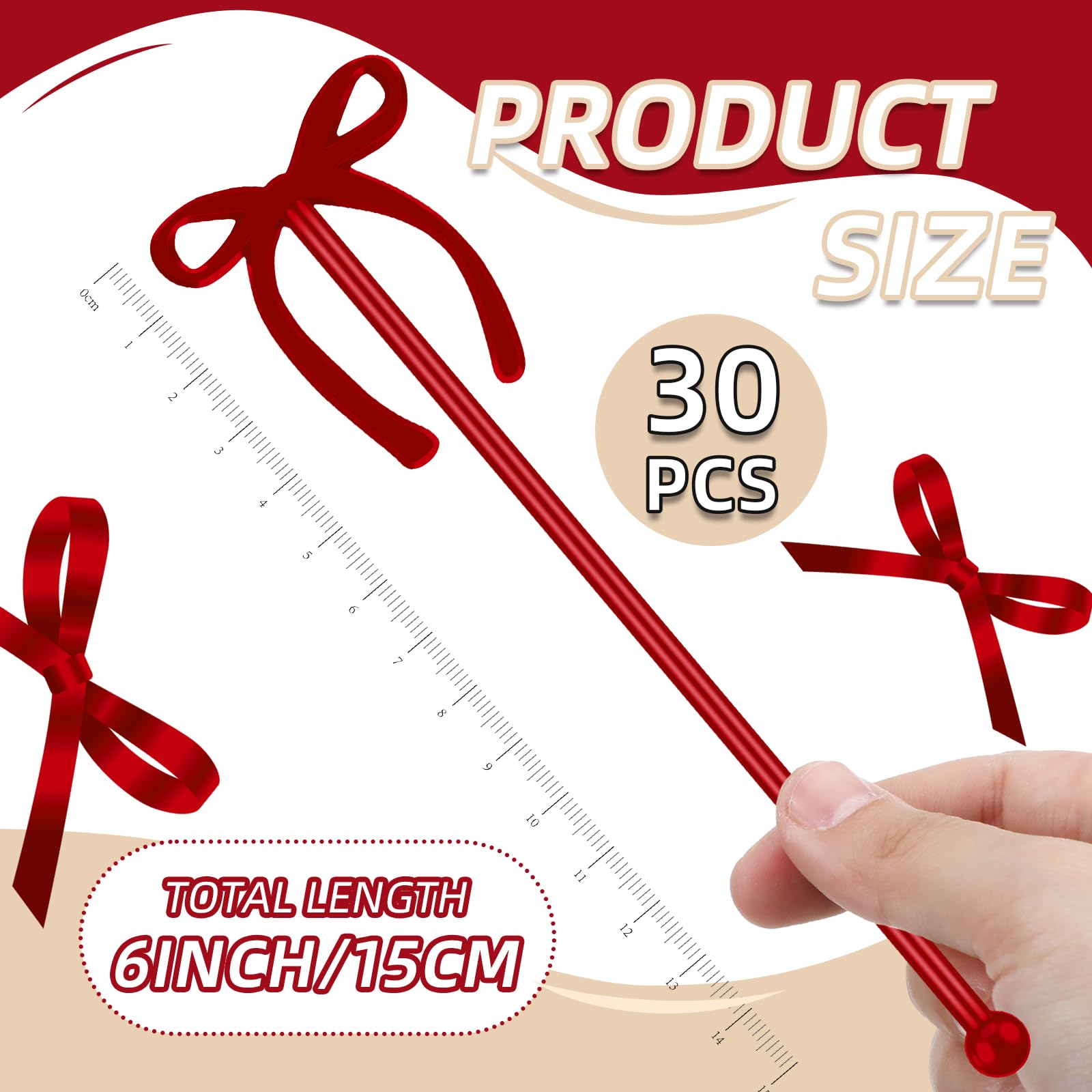 SiliFine bow design stir sticks enhance party beverages with a festive touch