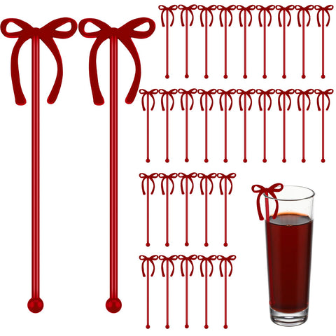 SiliFine burgundy bow drink stirrers add elegance to cocktails for events