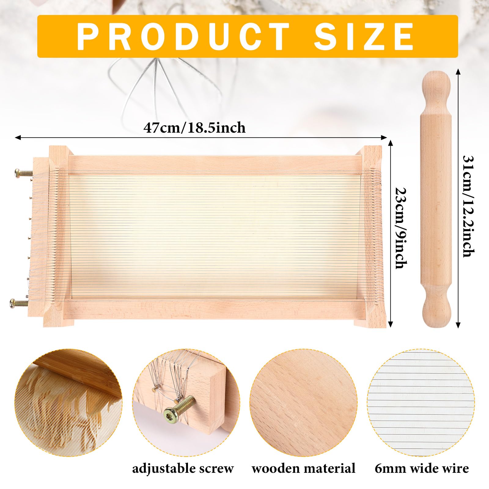 Silifine Chitarra Cutter rolling pin for smooth dough prep and even sheets.