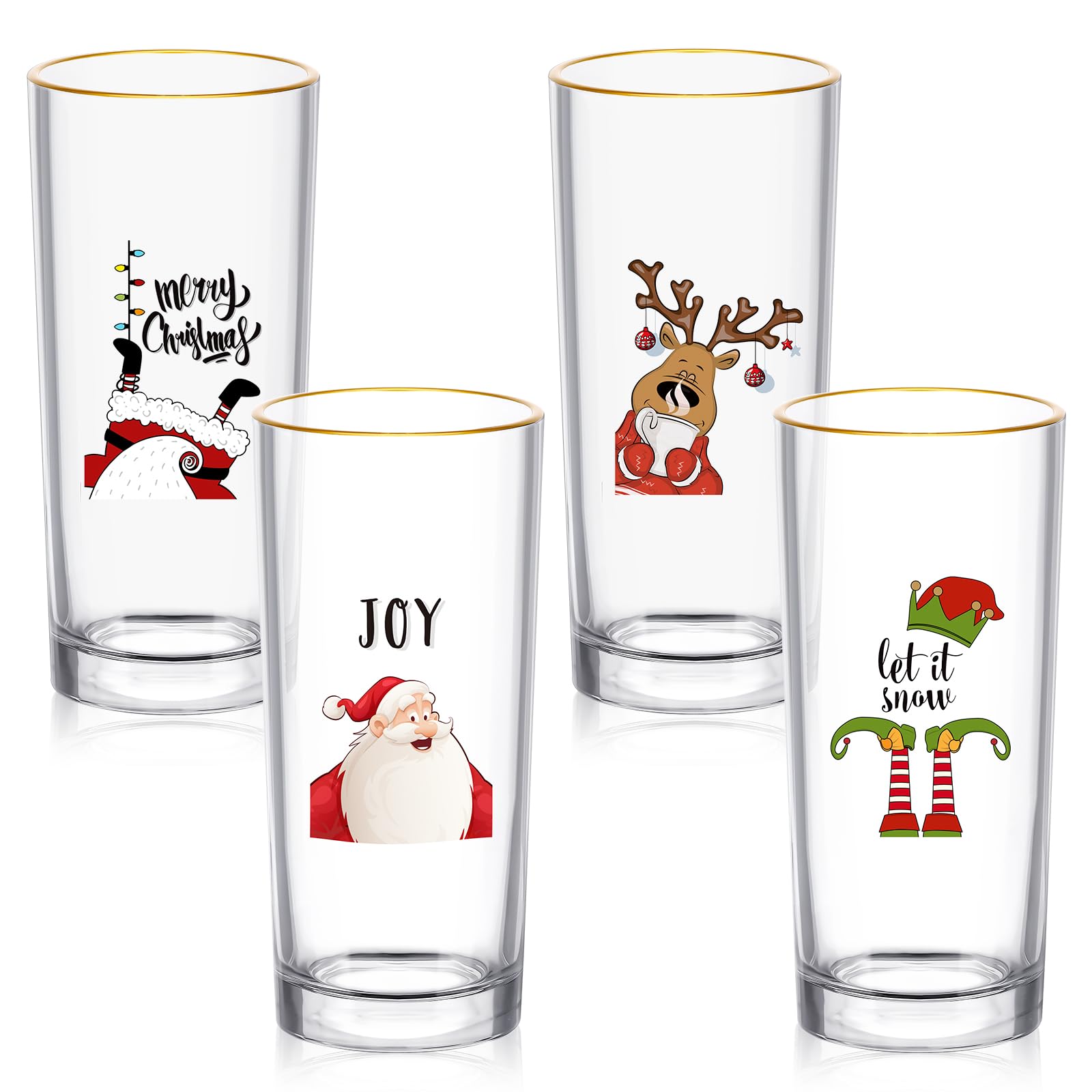 SiliFine Christmas highball elk pattern glass ideal for festive entertaining
