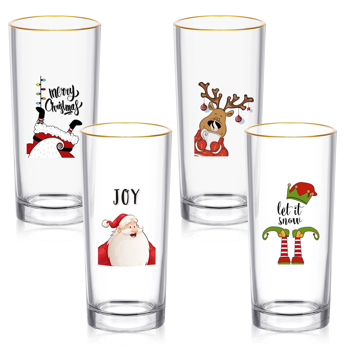 SiliFine Christmas highball elk pattern glass ideal for festive entertaining