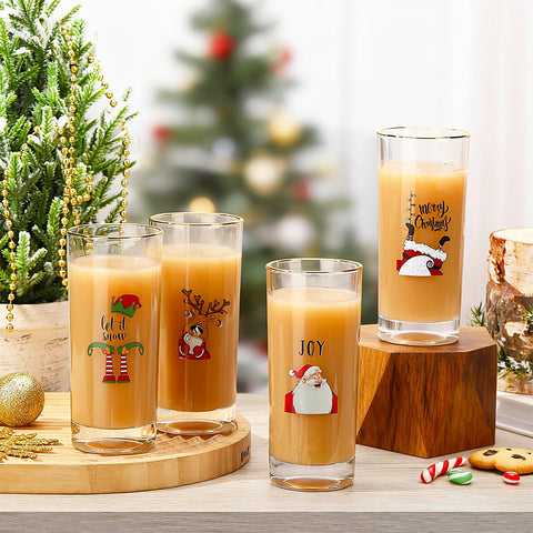 SiliFine Christmas highball gold rim glass adds elegant sparkle