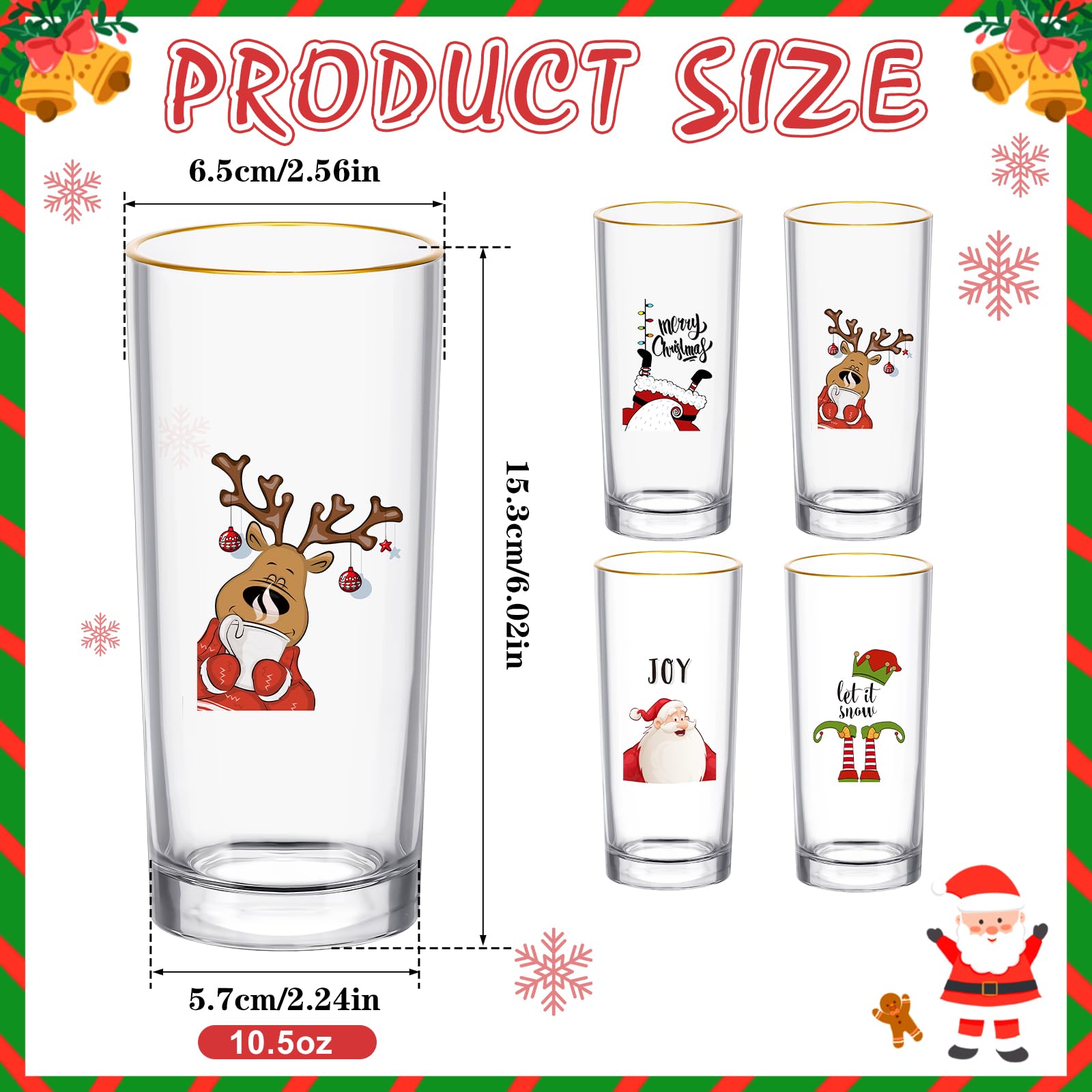 SiliFine Christmas highball Santa pattern glass perfect for holiday celebrations
