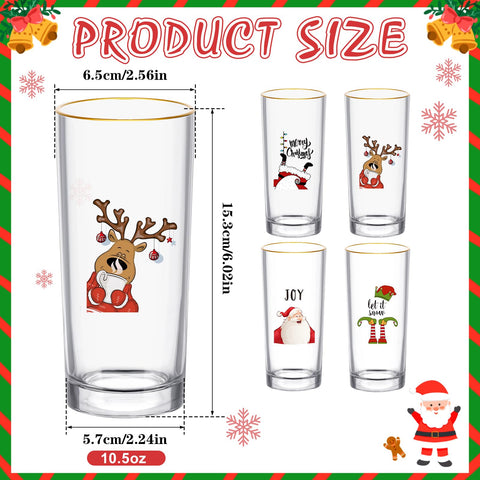 SiliFine Christmas highball Santa pattern glass perfect for holiday celebrations