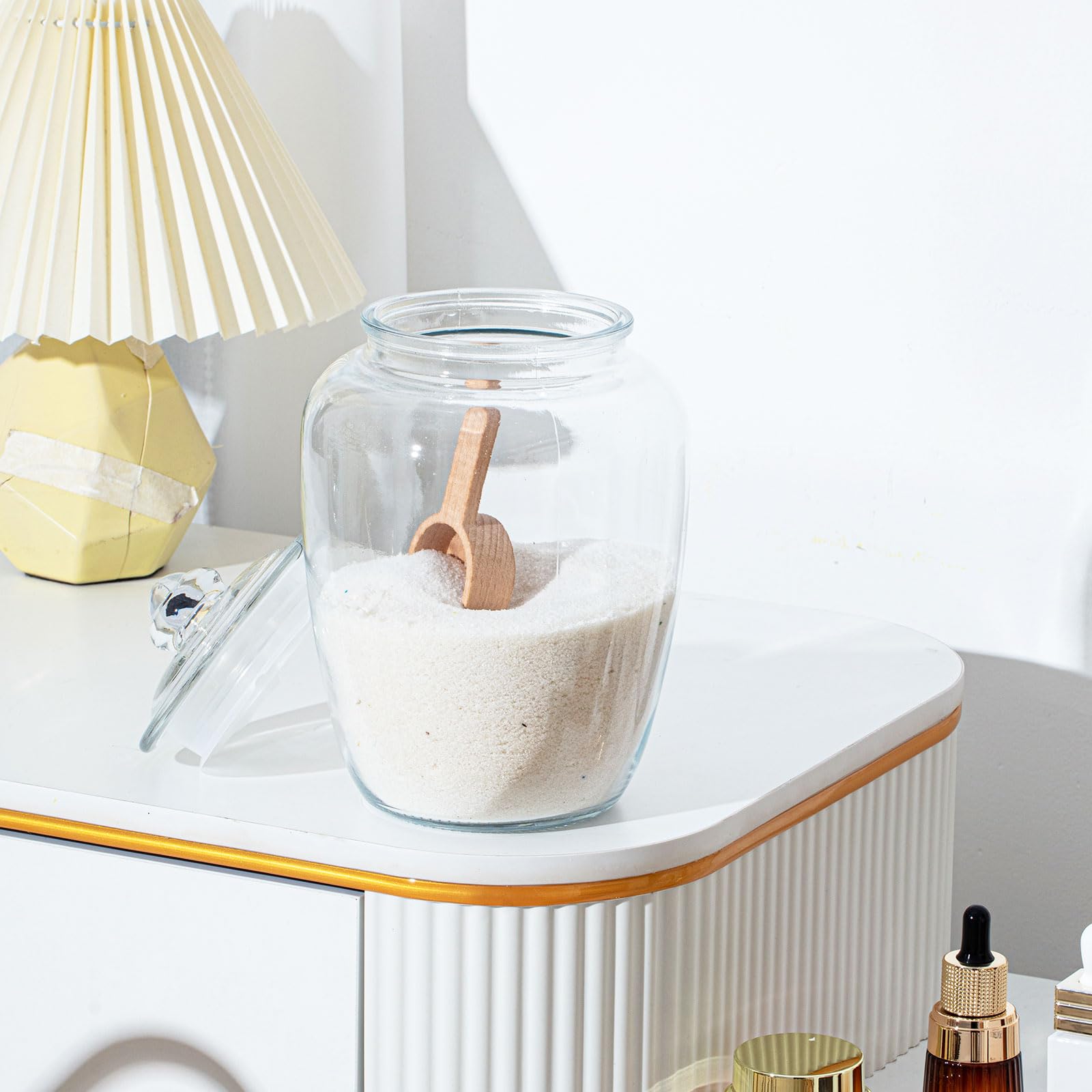 SiliFine clear glass container highlighting contents for kitchen or bath use