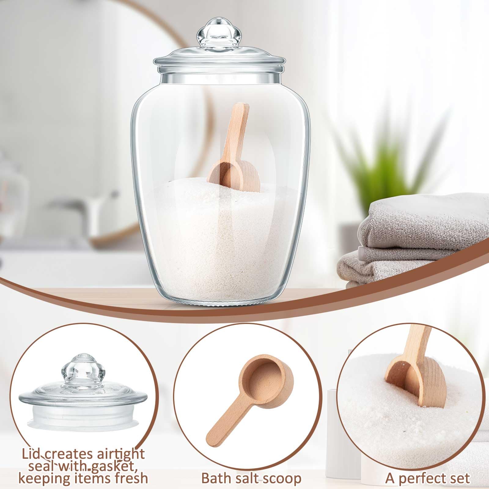SiliFine large-capacity storage jar holds 74 oz for bath salts or snacks