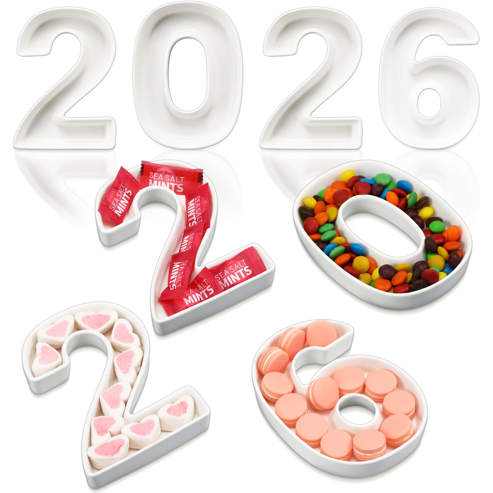 SiliFine alphabet board set, four-piece tray kit for festive dessert displays.