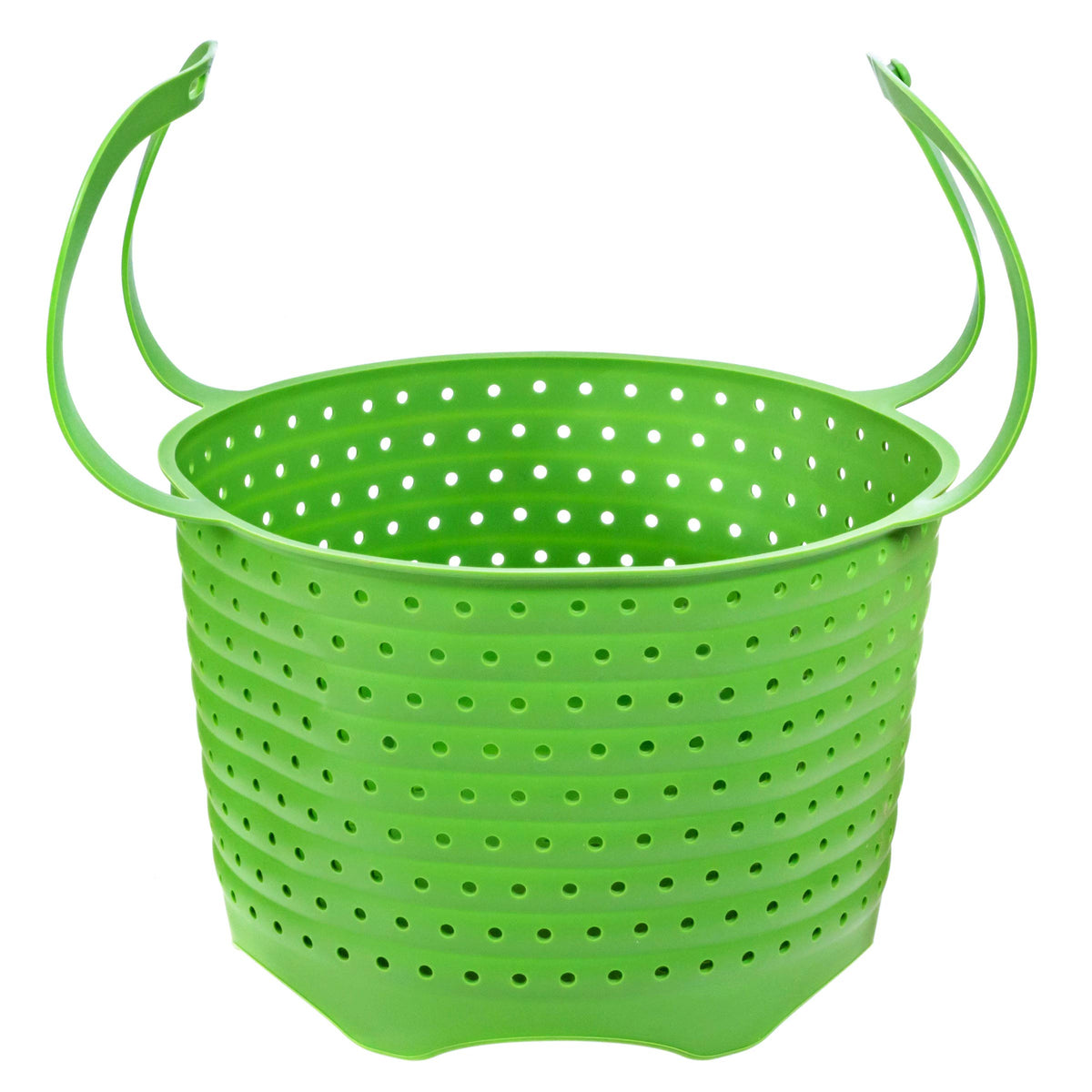 Silikong silicone steamer basket foldable design for space-saving storage.
