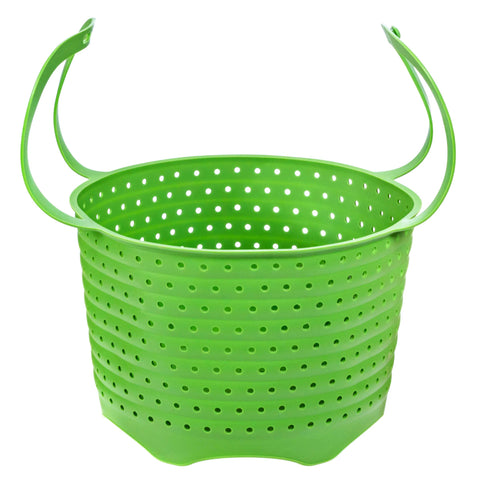 Silikong silicone steamer basket foldable design for space-saving storage.