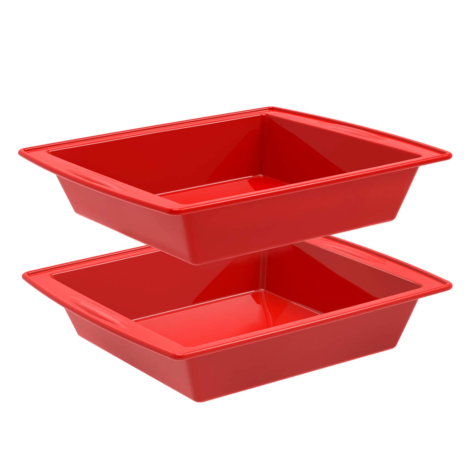 SILIVO 8-inch square cake pan with nonstick surface for easy release.