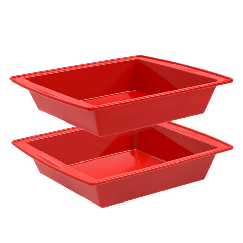 SILIVO 8-inch square cake pan with nonstick surface for easy release.