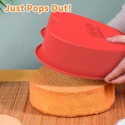 SILIVO 9-inch heart cake molds for even browning and simple removal.