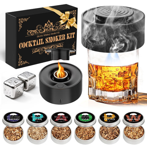 Silkchio electric whiskey smoker kit assembly for a sleek at-home bar setup and customizable flavor.