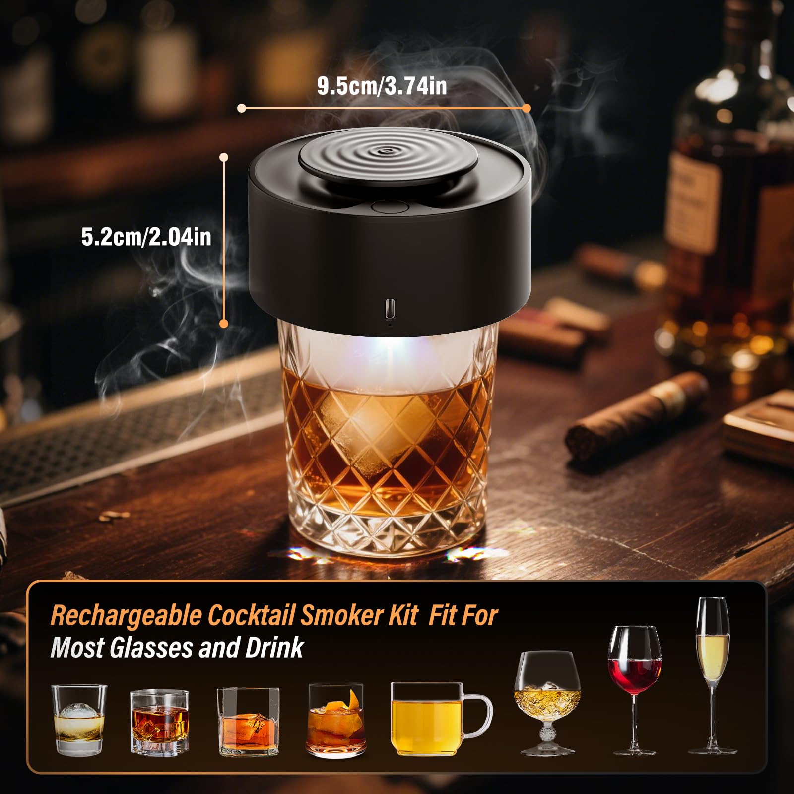 Silkchio smoked cocktail in use demonstrates bar-quality presentation at home.