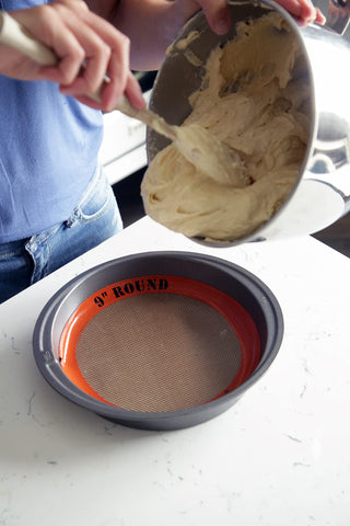 Silpat non-stick surface enables easy dough and sugar work.
