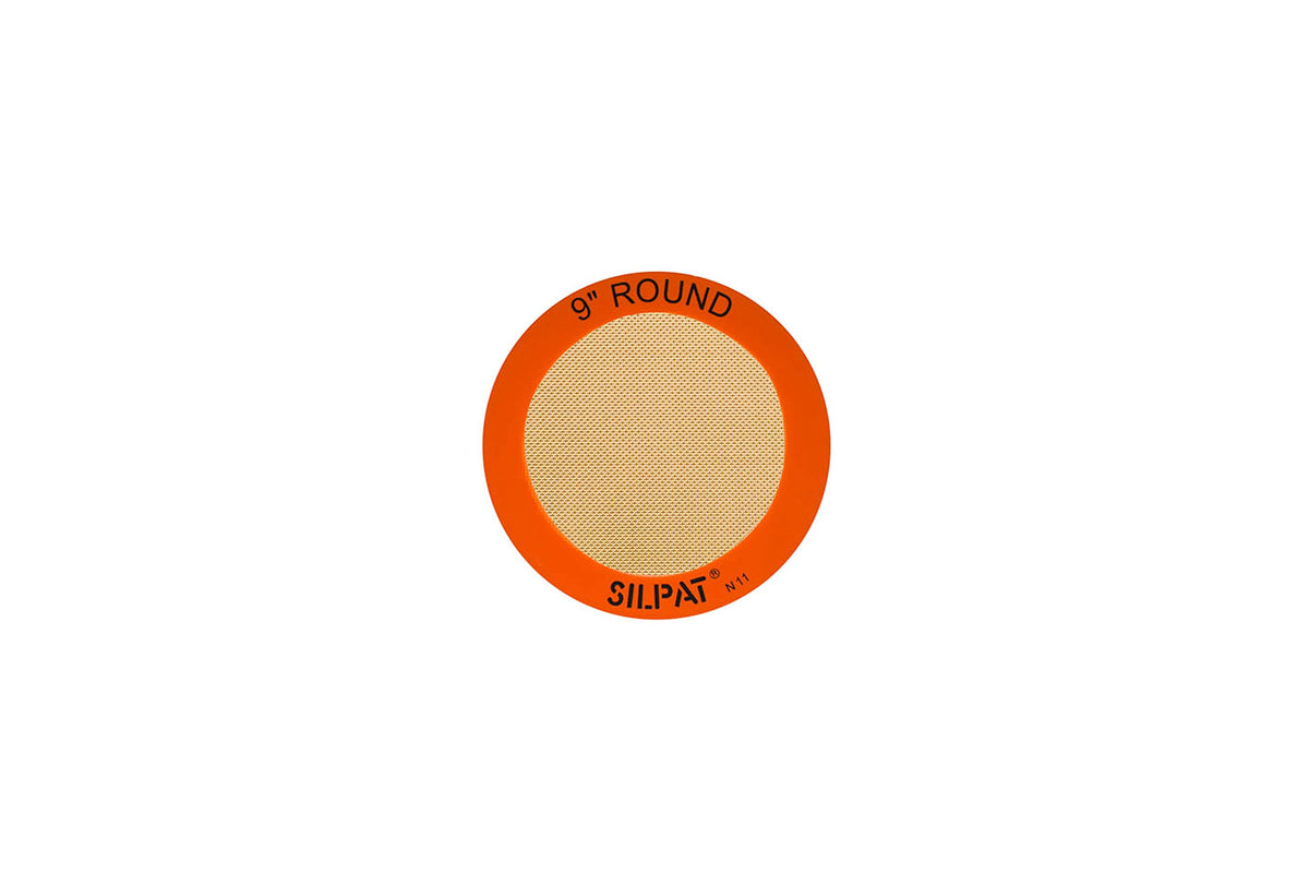 Silpat round 9-inch baking mat offers non-stick release for round cakes.