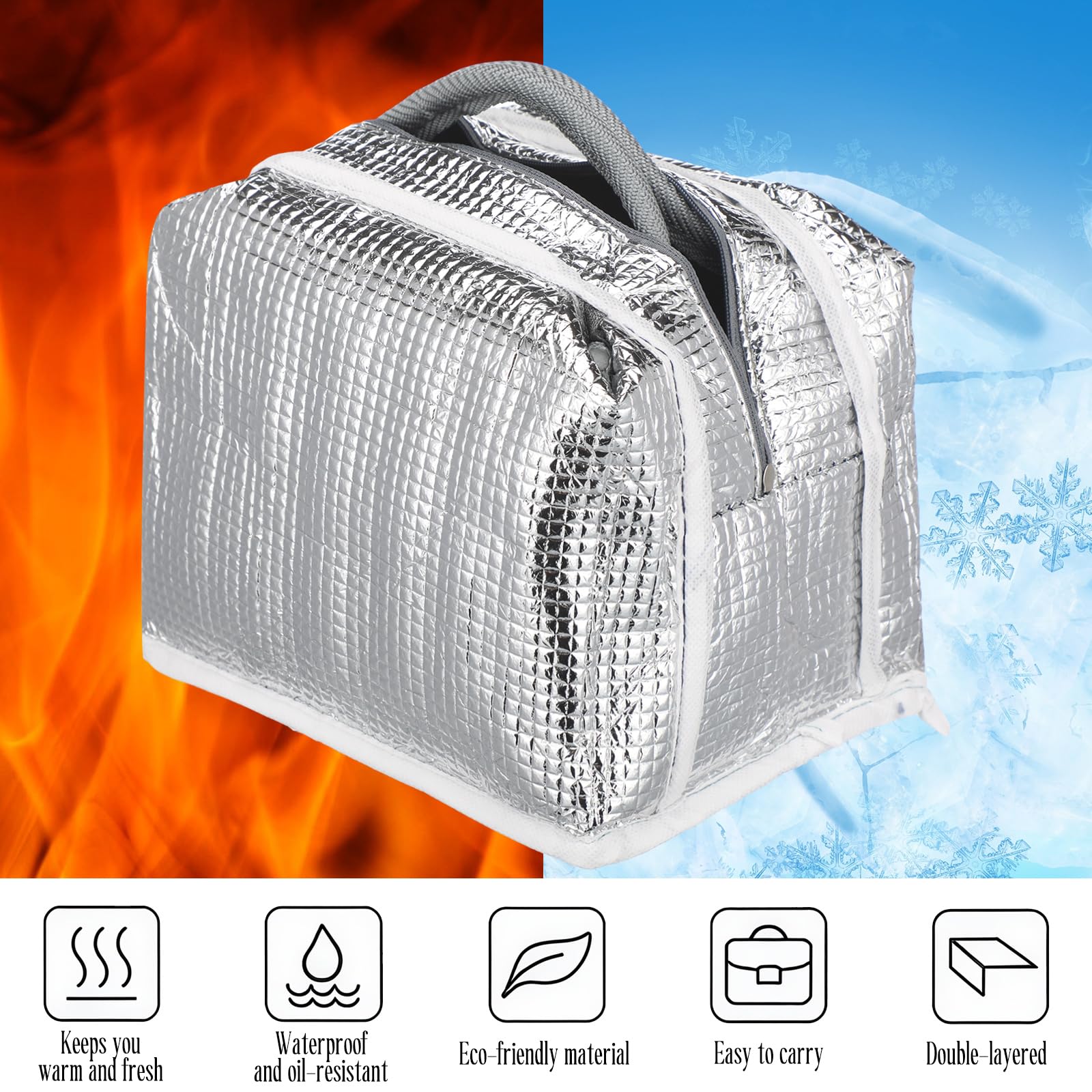 SilTriangle inner aluminum foil layer keeps meals hot or cold.