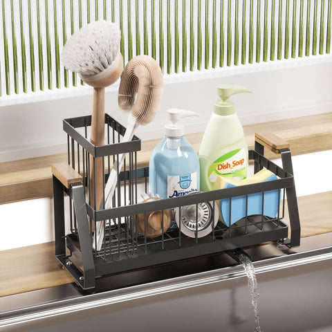 Dual-layer design with top brushes and bottom sponges for quick access.