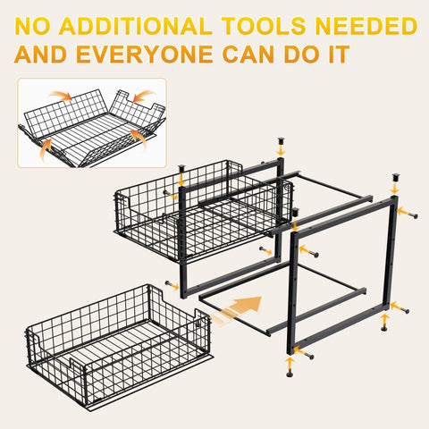 SILUB adjustable-height cabinet organizer adapts to tall bottles and bulky items.