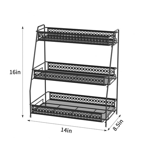 SILUB Vintage 3-Tier Spice Rack side view demonstrates stable, space-saving counter organization.