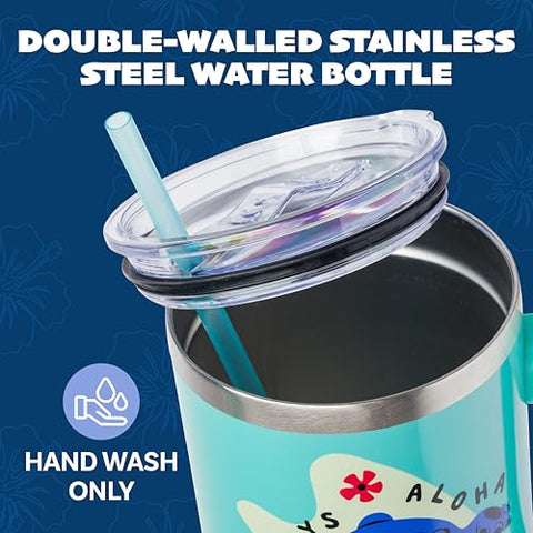 Silver Buffalo 40-ounce travel tumbler with a sturdy handle for easy grip.