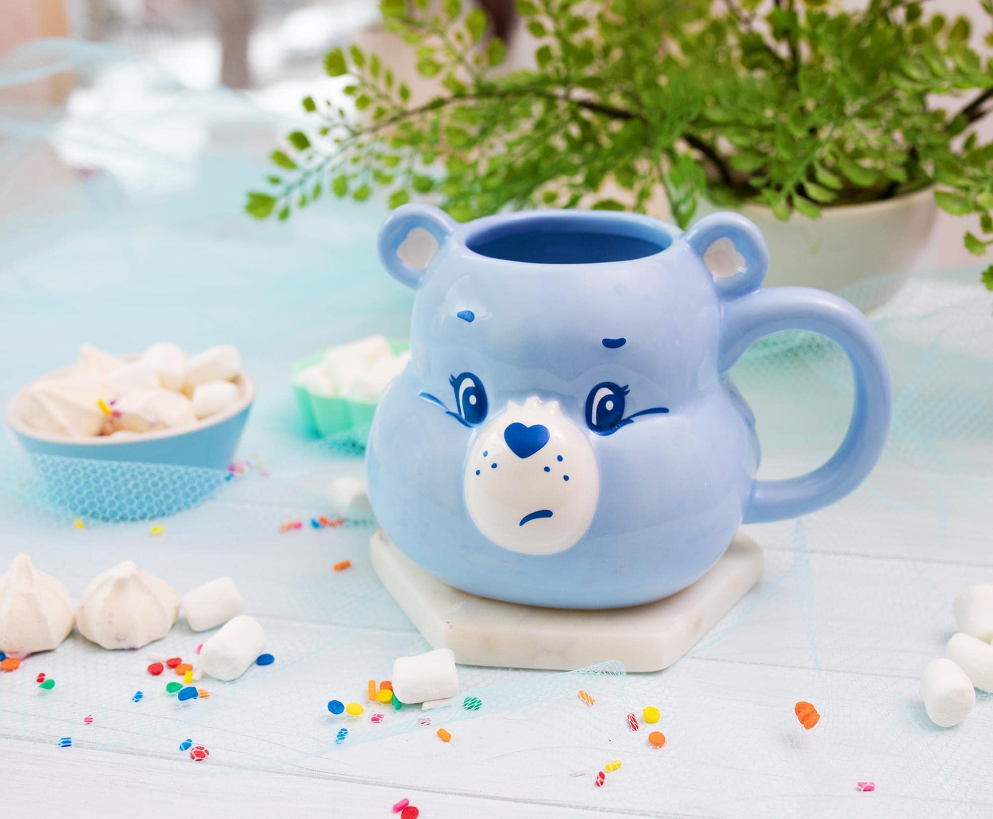 Silver Buffalo blue ceramic mug 20oz holds hot or cold beverages with style.