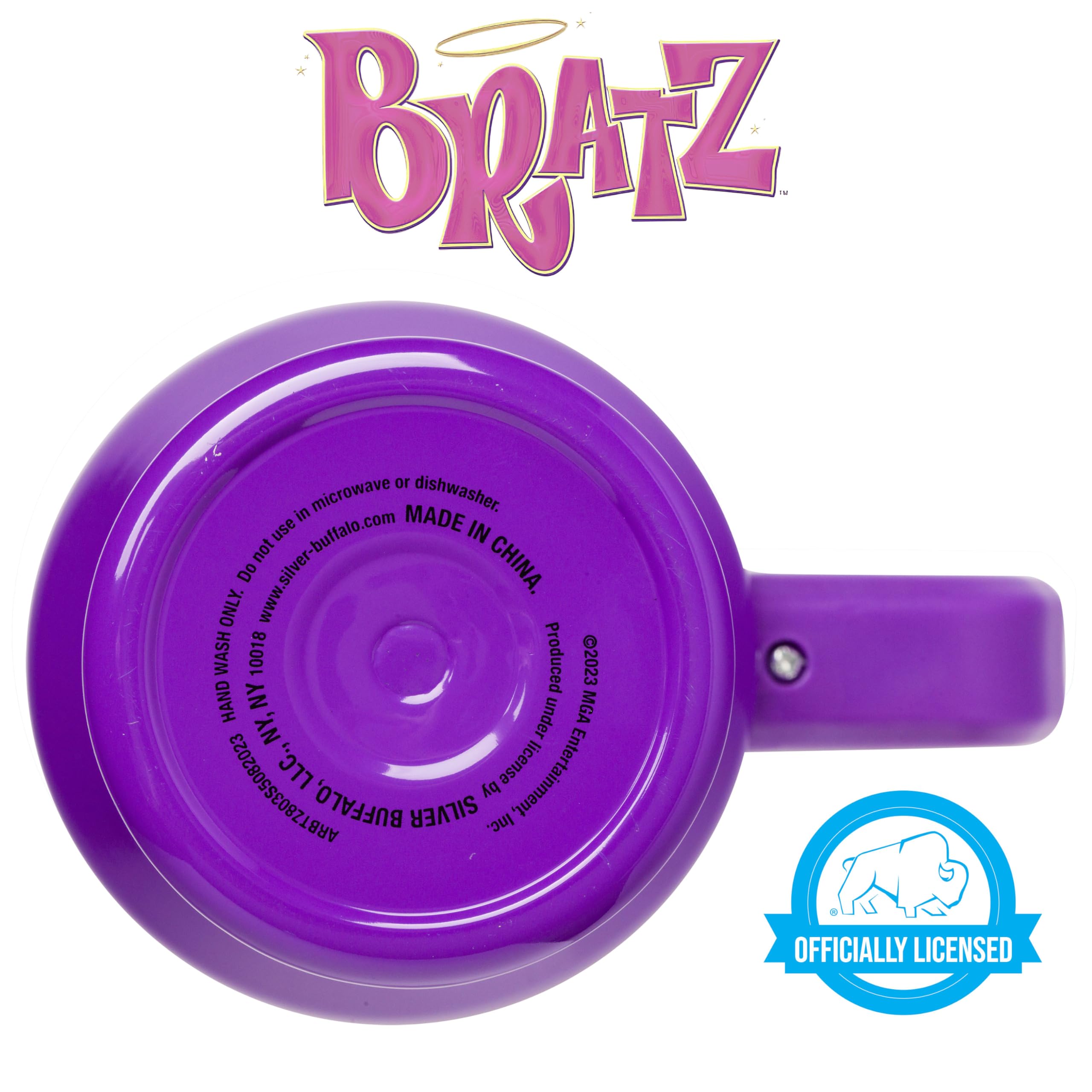 Silver Buffalo Bratz tumbler pink purple background adds playful energy