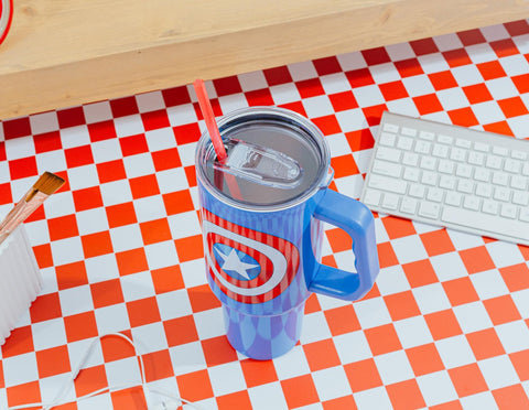 Silver Buffalo Captain America shield tumbler makes a great gift for Marvel fans.