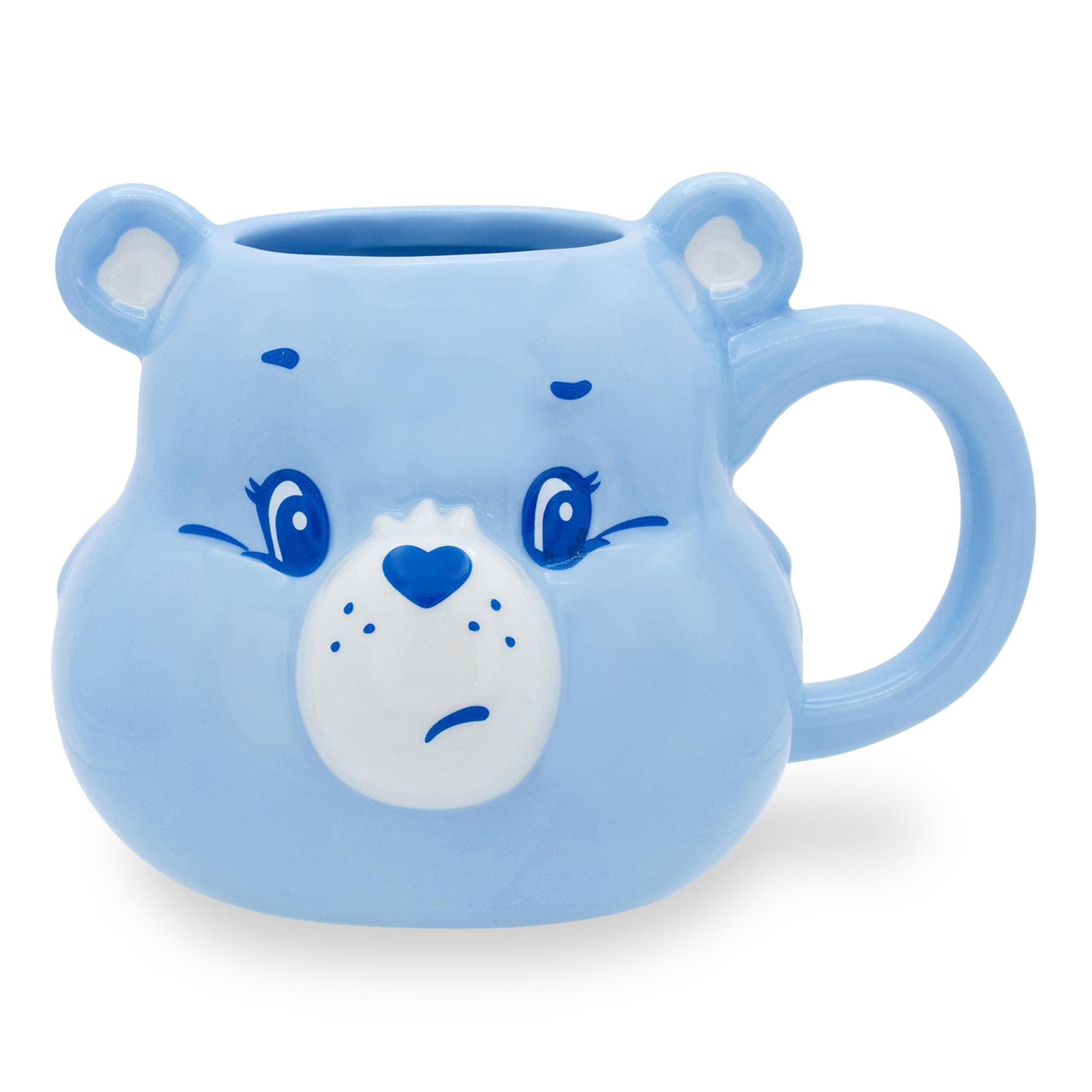 Silver Buffalo Care Bears Grumpy Bear 3D mug with sculpted head, ideal for cozy cocoa.