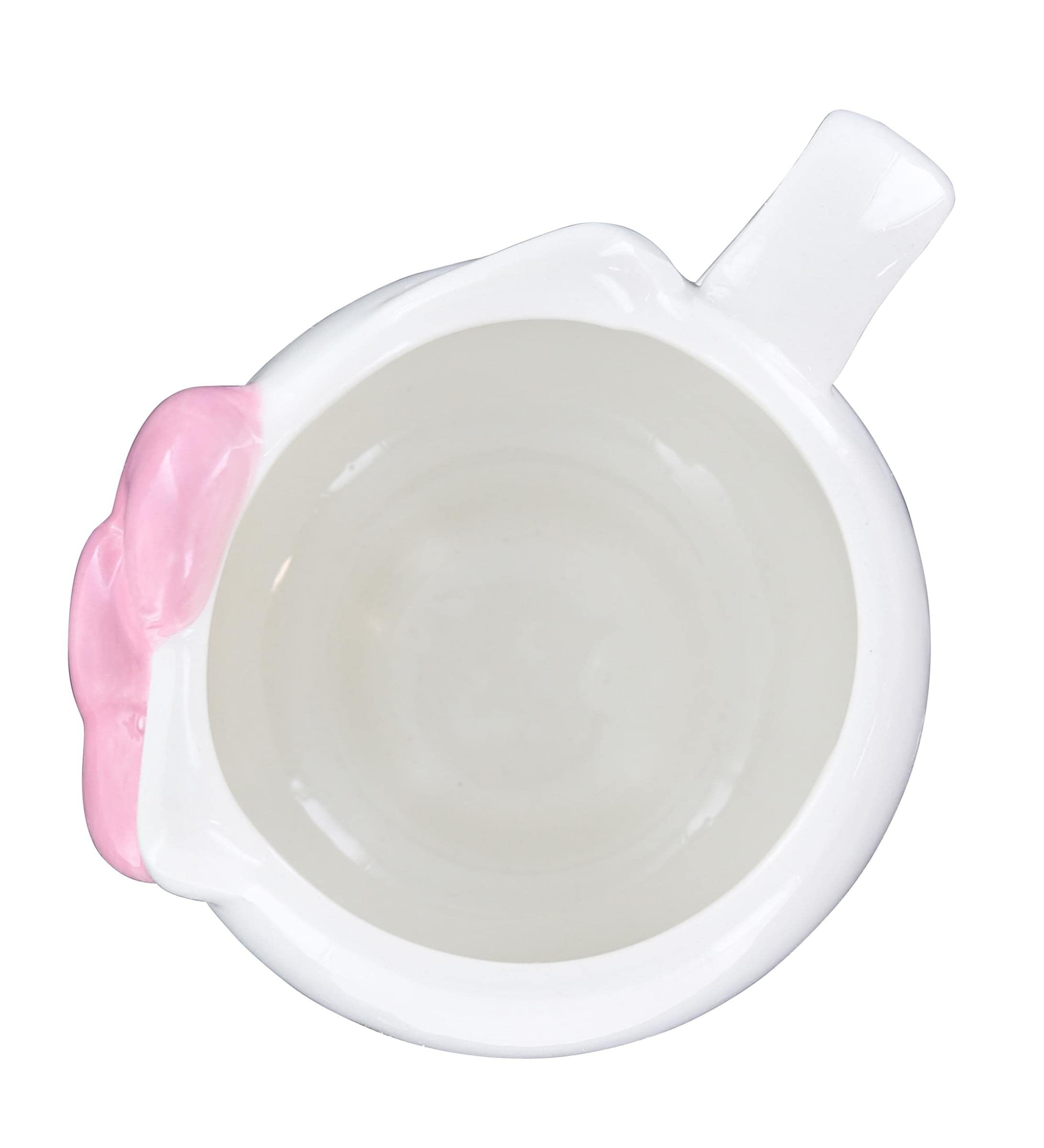 Silver Buffalo ceramic mug with pink bow highlights playful Hello Kitty decor and beverage use.