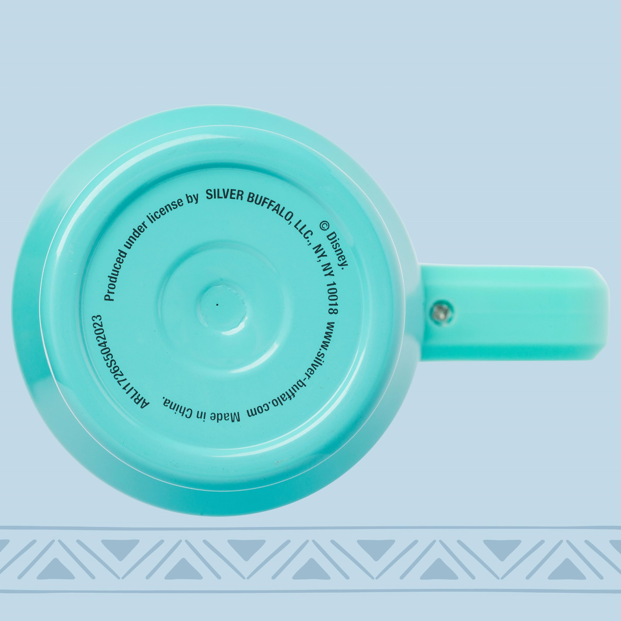 Silver Buffalo tumbler fits standard cup holders for car trips and office use.