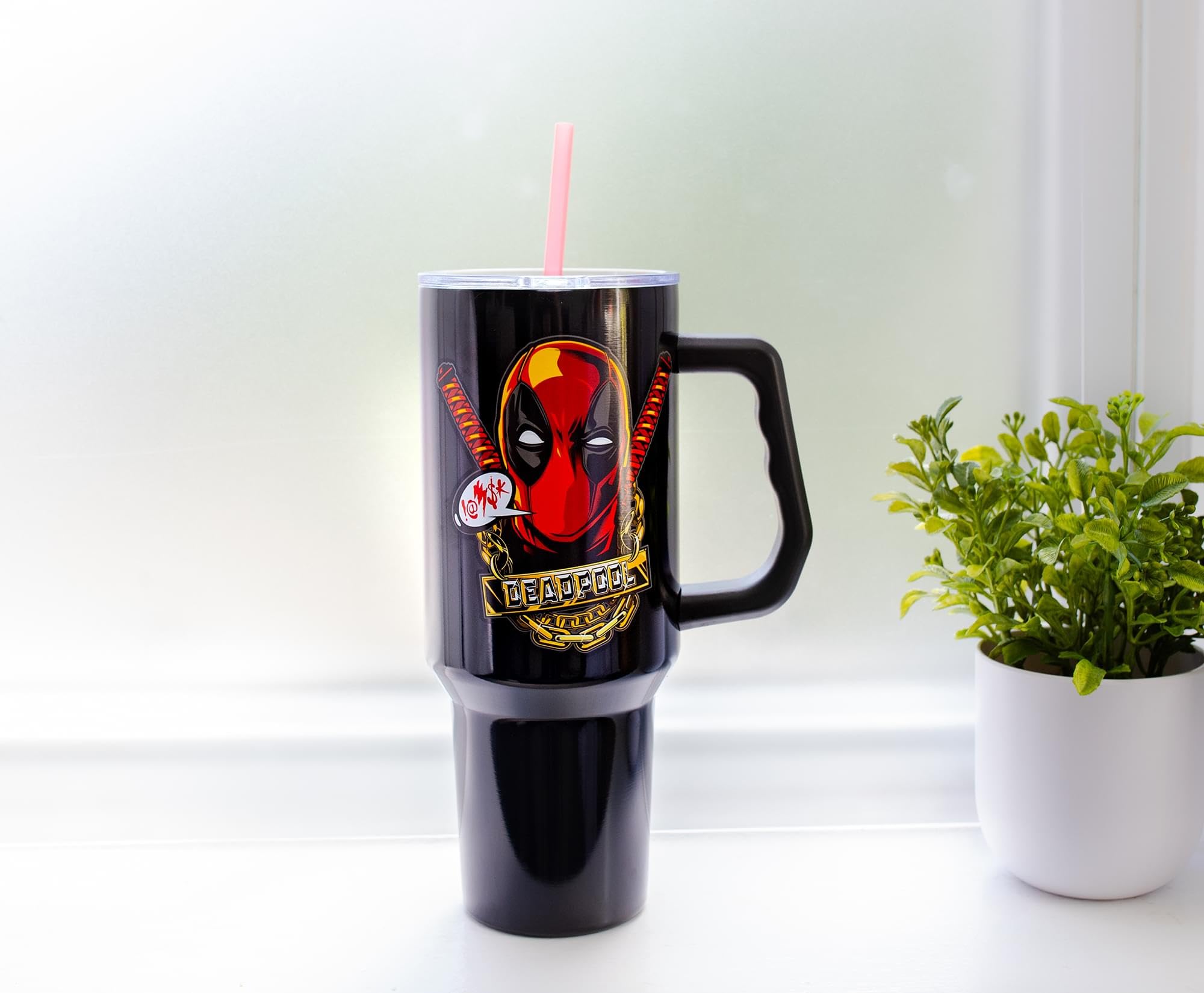 Silver Buffalo Deadpool tumbler is official Marvel merchandise for collectors.