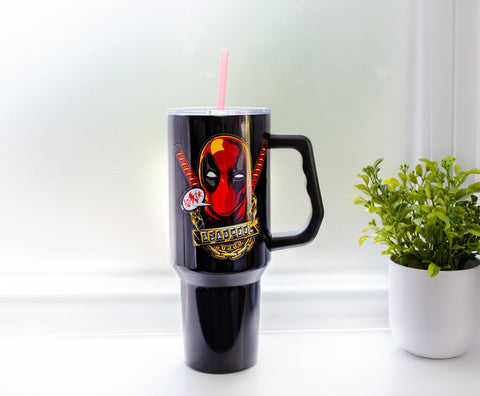 Silver Buffalo Deadpool tumbler is official Marvel merchandise for collectors.