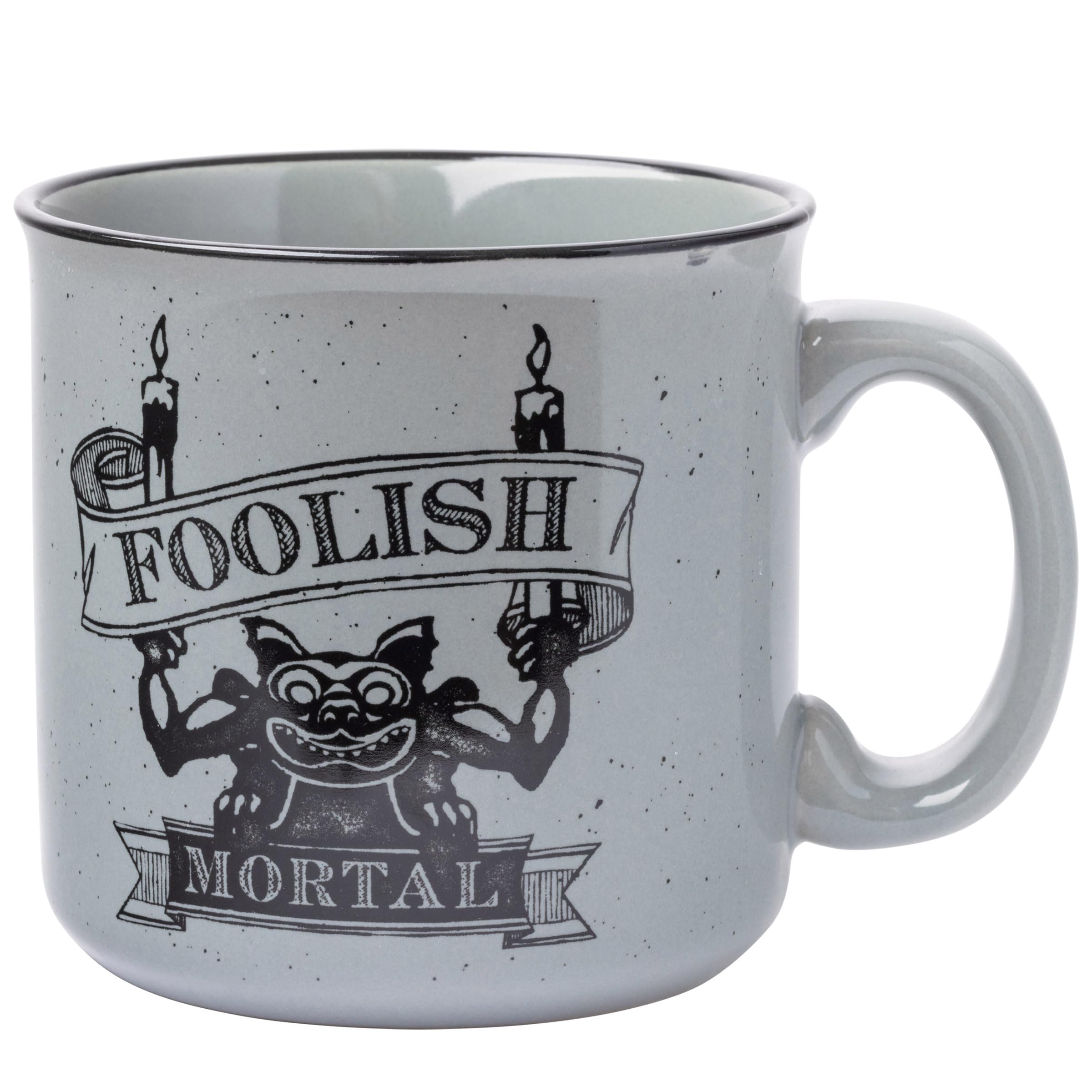 Silver Buffalo Disney Haunted Mansion Foolish Mortal camper mug in 20-ounce size for daily coffee