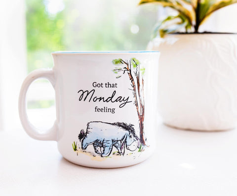Eeyore watercolor storybook design on a durable BPA-free mug for cozy mornings