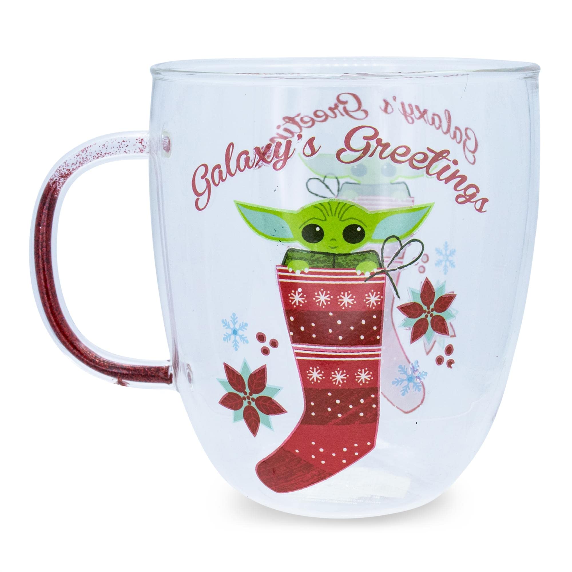Silver Buffalo 14-ounce glass mug ideal for espresso or tea routines.