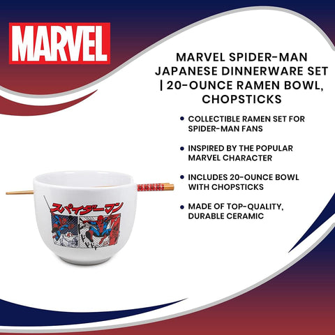 Gift-ready Spider-Man ramen bowl by Silver Buffalo for Marvel fans.