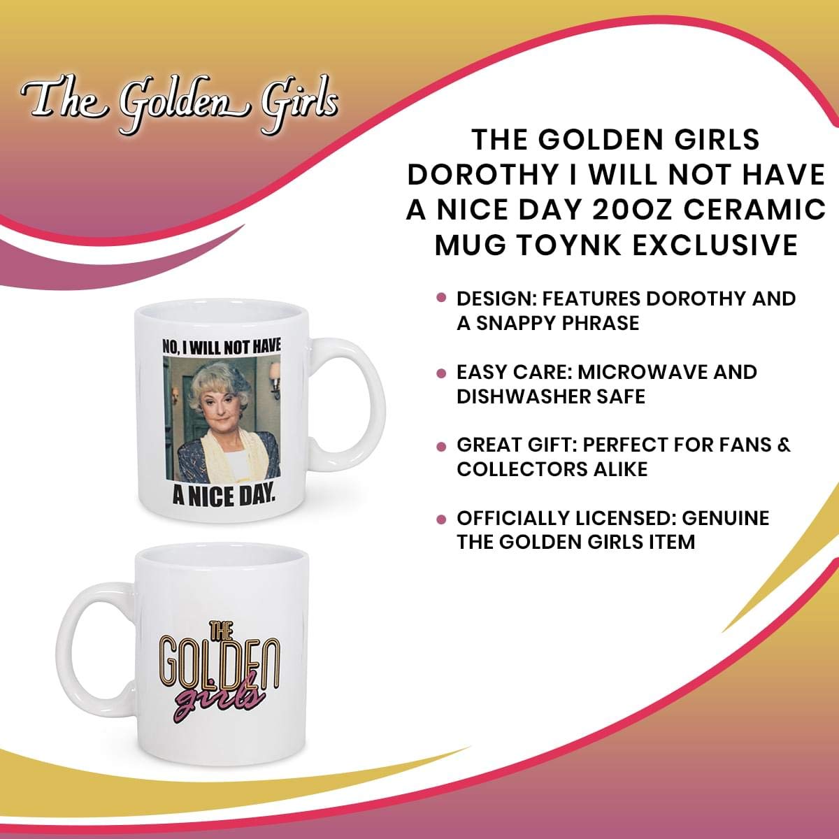 Gift-ready packaging perfect for Golden Girls fans.