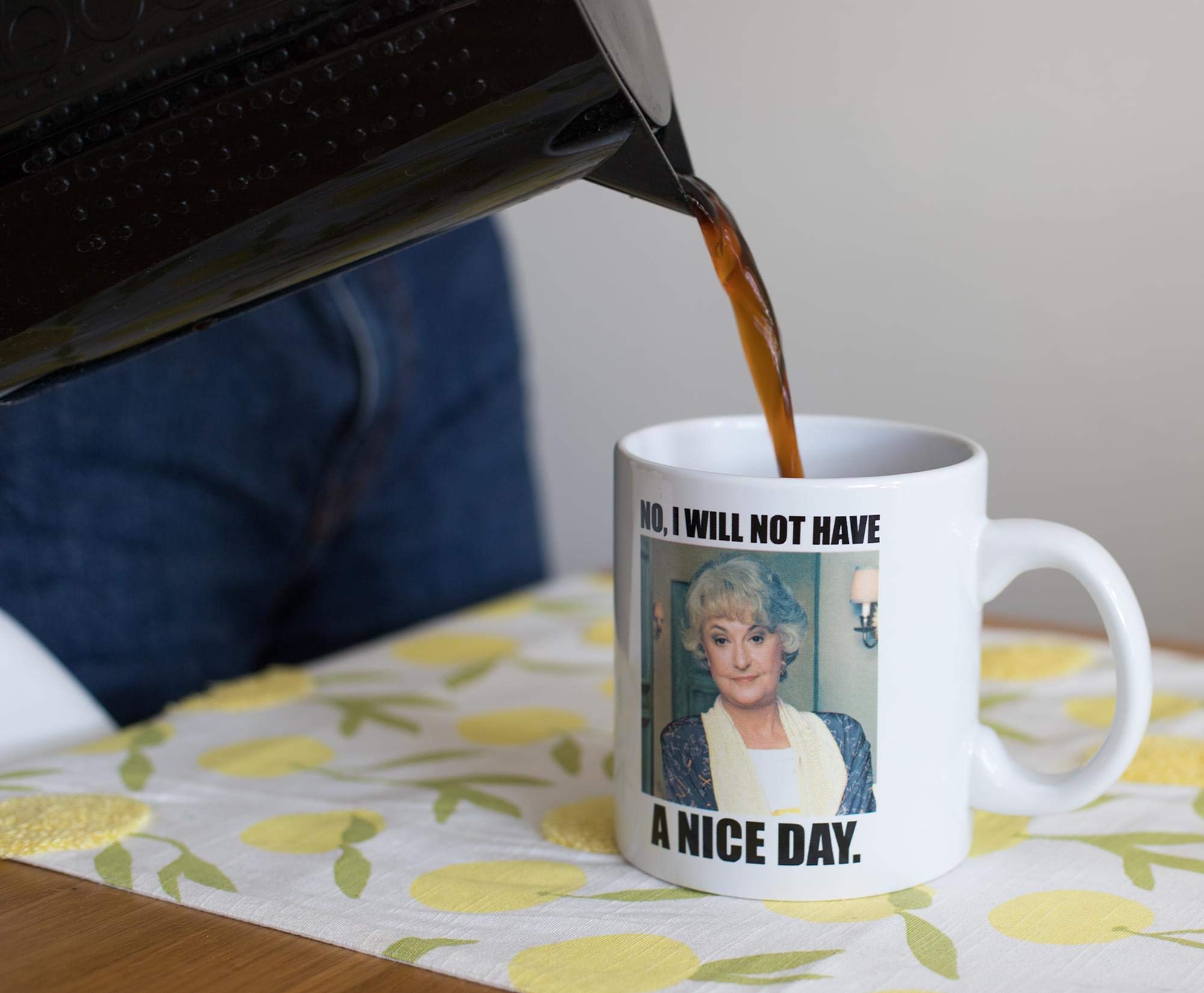 Microwave-safe ceramic mug suitable for quick heating.